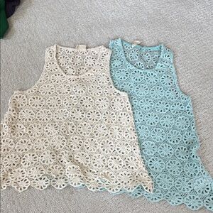 Pins & Needles Cream and Blue Cropped Embellished Tank Top